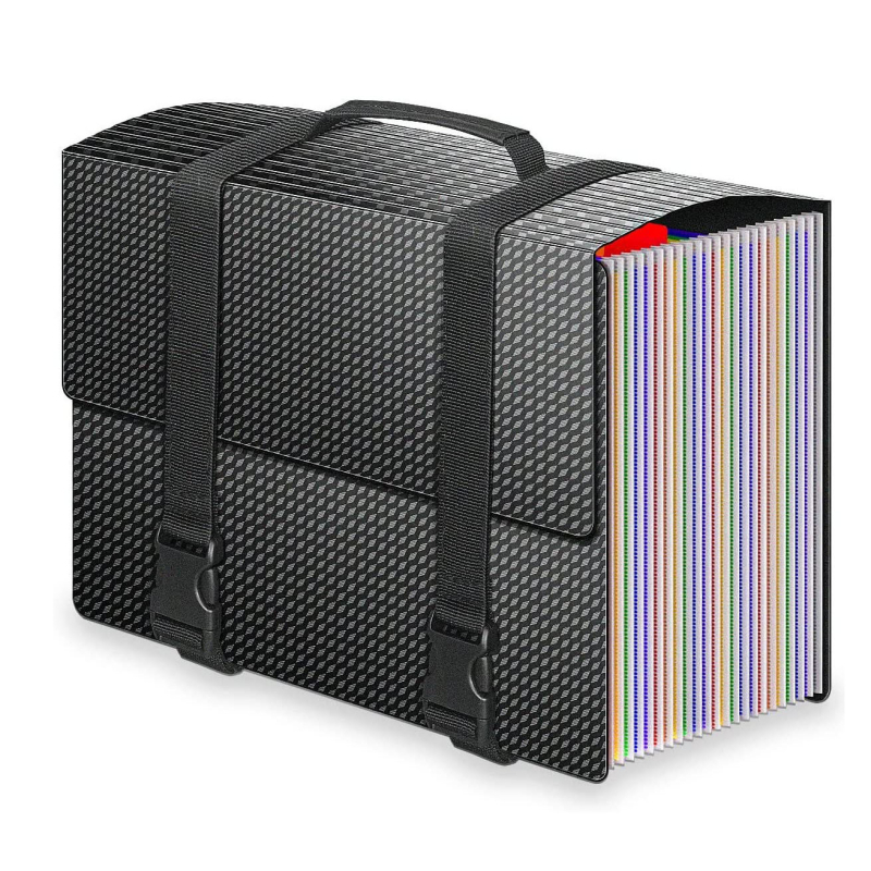 Аккордеонна файл-папка с дръжка, модел QH6035, пластмасов материал, 25 клетки, дебелина 0.2, лого OK