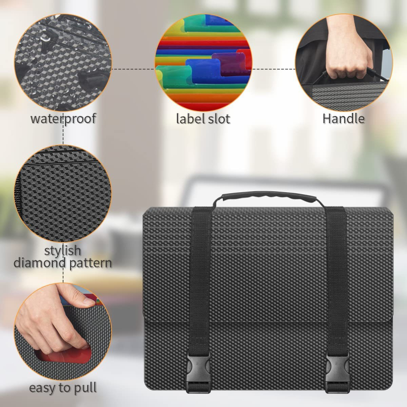 Аккордеонна файл-папка с дръжка, модел QH6035, пластмасов материал, 25 клетки, дебелина 0.2, лого OK