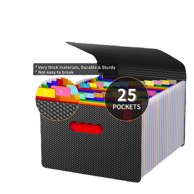 Аккордеонна файл-папка с дръжка, модел QH6035, пластмасов материал, 25 клетки, дебелина 0.2, лого OK