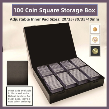 Kvadratinė 100 monetų laikymo dėžutė su integruotu dizainu ir reguliuojamu vidiniu žiedu organizavimui; medžiaga PS+EVA+ABS