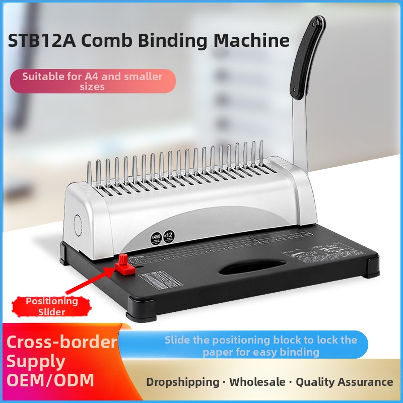 Rankinė įrišimo mašina su dantimis – 21 skylė, 12 lapų talpa, modelis STB12A, svoris 2,85 kg