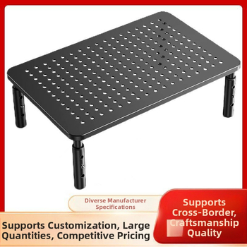 Мониторен повдигащ стойка с регулируема височина, конструкция от въглеродна стомана и пластмаса, рафт за съхранение на лаптоп, персонализирано лого