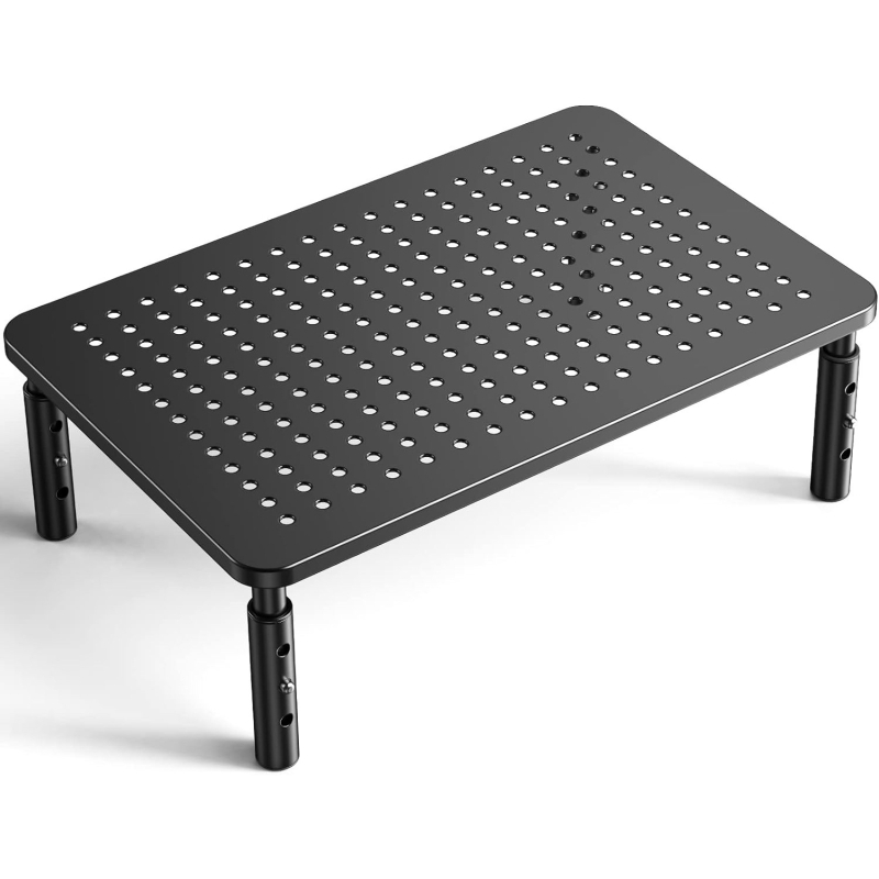 Мониторен повдигащ стойка с регулируема височина, конструкция от въглеродна стомана и пластмаса, рафт за съхранение на лаптоп, персонализирано лого
