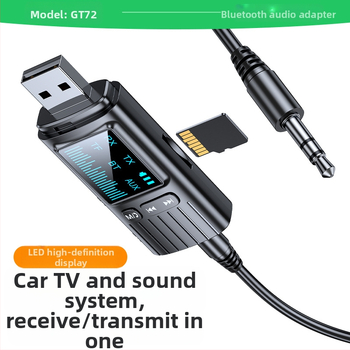 GT72 Bluetooth 5.4 2-u-1 prijemnik-emitator s digitalnim zaslonom i 3,5 mm AUX