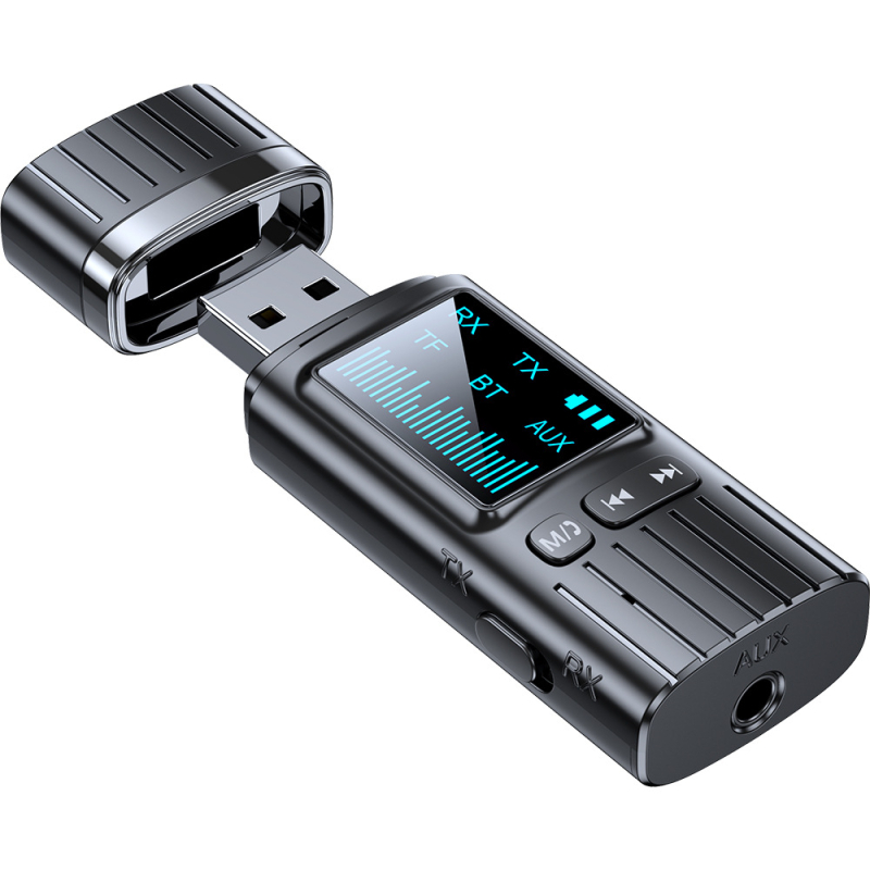 GT72 Bluetooth 5.4 2-σε-1 δέκτης-εκπομπός με ψηφιακή οθόνη και 3,5 mm AUX