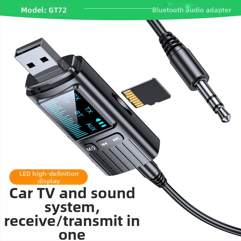 GT72 Bluetooth 5.4 2-u-1 prijemnik-emitator s digitalnim zaslonom i 3,5 mm AUX