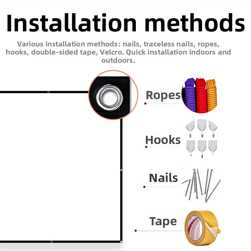 VEIDADZ портативен сгъваем проекторен екран от Milk Silk полиестерен плат за външно използване, HD прожектиране