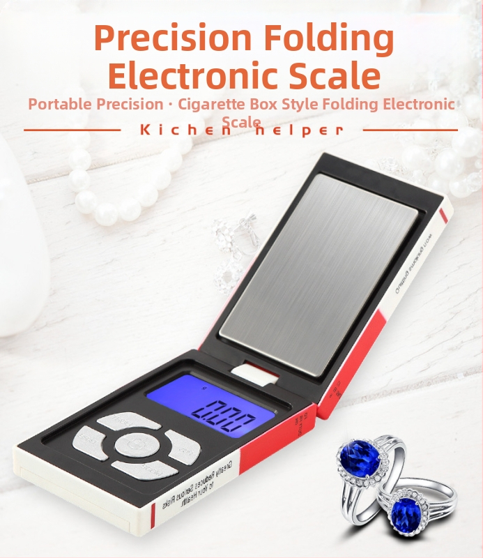 DH-JS Elektroninės kišeninės svarstyklės cigarečių dėžutei, tikslumas 0,01 g, talpa 500 g, daugiafunkcinės, maitinamos dviem mygtukų baterijomis