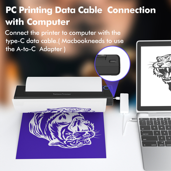 A46 Εκτυπωτής Μεταφοράς Τατουάζ – 203dpi, διεπαφή USB/BT, θερμικό/χαρτί τατουάζ, συμβατός με Android/ISO/Mac/Windows