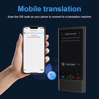 S10 интелигентен преводач за групи, Android, Bluetooth, обхват 10 м, бутон + тъч екран, превод в реално време