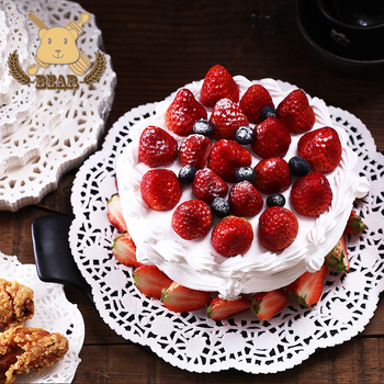 Apskritas nėrinių pyrago popierinė padėklas - Love Kitchen, natūralios medienos pluošto kepimo popierius, megzta nėrinių