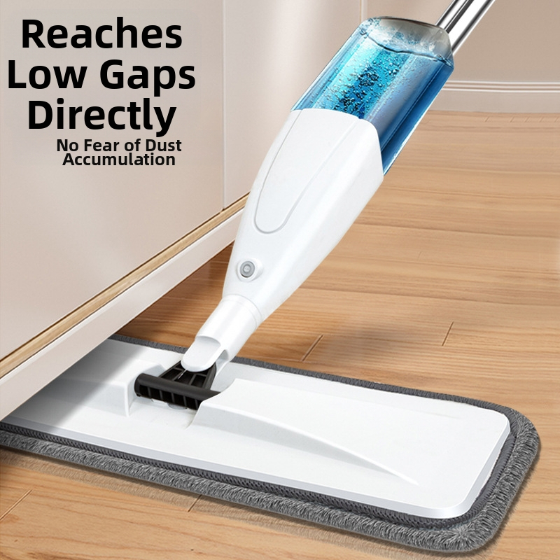 Плосък моп с пръскане на вода, финни влакна, стоманена дръжка, телескопична дължина 121 cm, ролков изцеждащ механизъм, товароносимост 15 kg