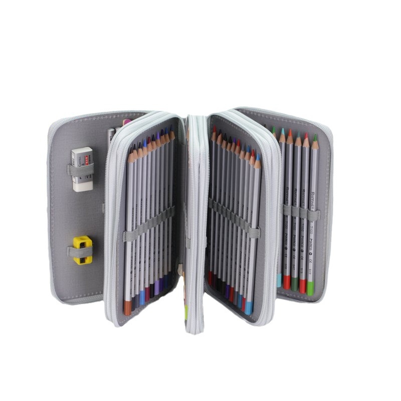 Студентски четирислоен несесер за моливи с много джобове (Полиестер; 72 бр.; self-grouping; Yiwu)