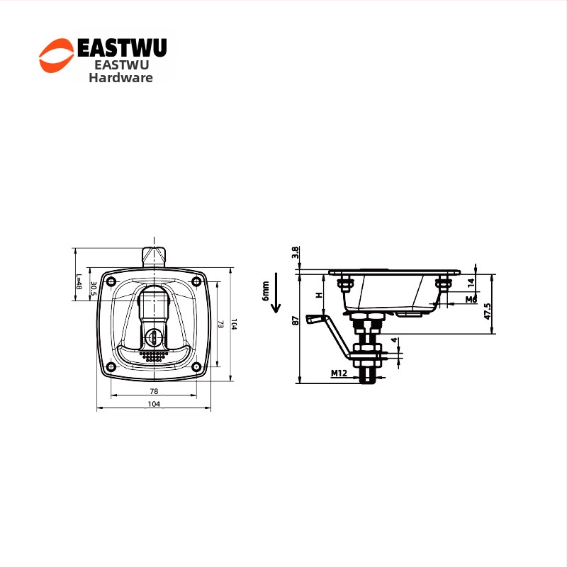 EASTWU 6204 Zinková zliatina zámok do skrinky na náradie pre RV a terénne vozidlá, s T rúčkou a otáčacím tlakovým zámkom - moderný dizajn