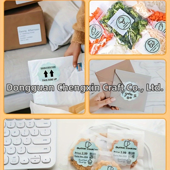 Термална етикетна хартия за печат, кръгла форма, водно лепило, подходяща за термопринтери и DIY, устойчивост -20°C до 70°C, дебелина 0,2 мм