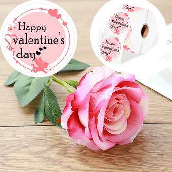 Etichete autocolante de Sfântul Valentin cu design inimă, pentru ambalaje, imprimare color, adeziv detașabil, grosime 0,2 mm, spate Grassin.