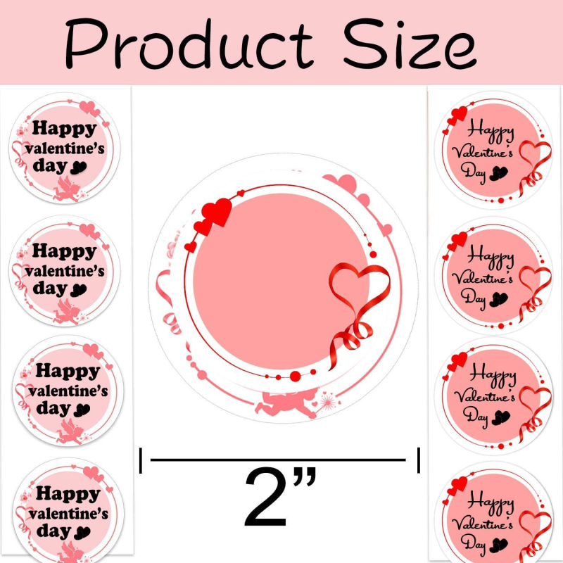 Etichete autocolante de Sfântul Valentin cu design inimă, pentru ambalaje, imprimare color, adeziv detașabil, grosime 0,2 mm, spate Grassin.