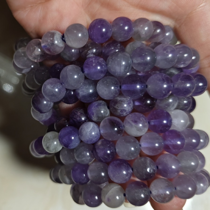 Natūrali ametisto karoliukų apyrankė (unisex) - Medžiaga: akmenys - 2023 m. pavasaris