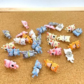Pinguru Kitten Pushpin – επίπεδες καρφίτσες τοίχου, ρητίνη και ατσάλινο σύρμα, 30 τεμάχια ανά κουτί