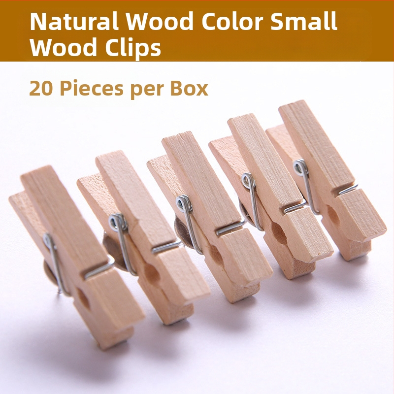 MOYL Y596 – Drevené klipsy na pripínanie – klince v tvare I, kov + drevo, balenie v tubuse