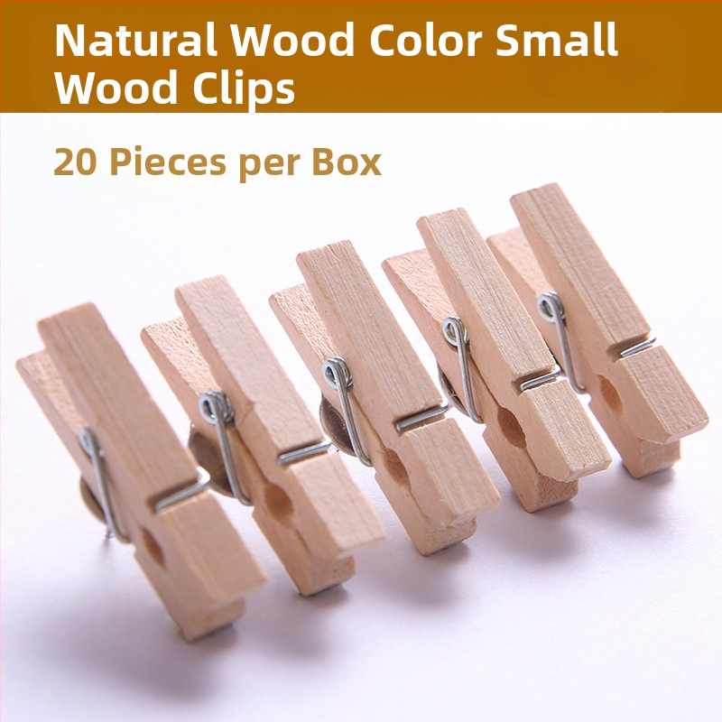 MOYL Y596 – Drevené klipsy na pripínanie – klince v tvare I, kov + drevo, balenie v tubuse