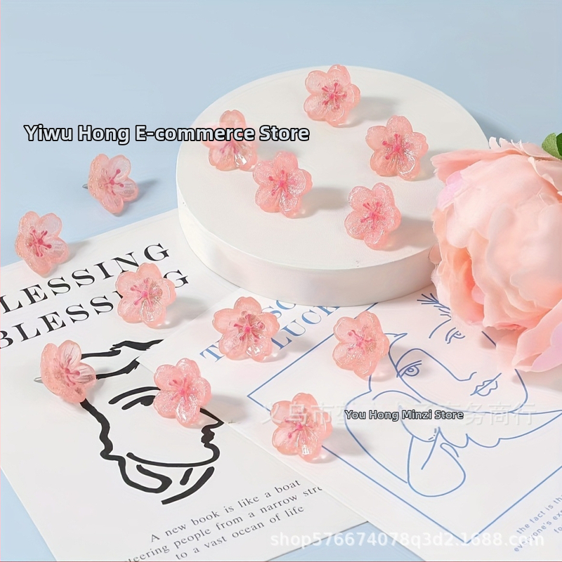 Щифтове за стена с дизайн на сакура, модел gg6632, пластмасови, опаковка в кутия, I-образни щифтове