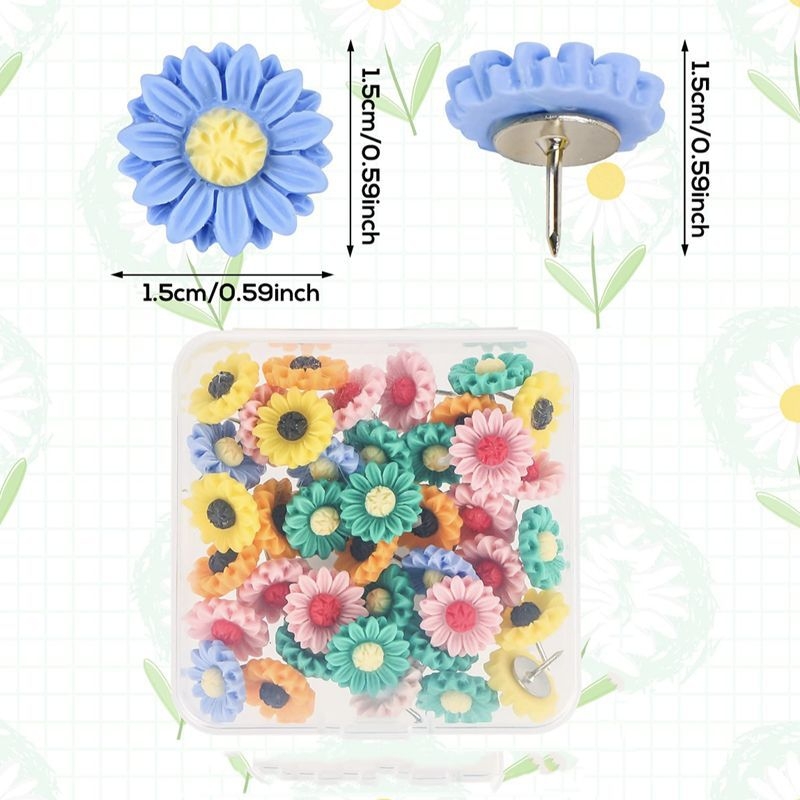 Saulės grąžų formos derviniai smeigtukai – I formos plastikiniai nagai, dėžutėje, presavimo modelis, DIY dekoravimui