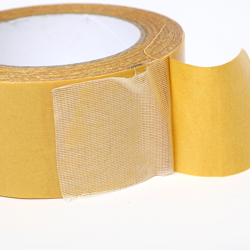 Skaidri audinio pagrindu pagrįsta dvipusė kilimėlių juosta, atspari 60°C ilgalaikei ir trumpalaikei, storis 380 μm, audinio pagrindas, prekės ženklas Xunke