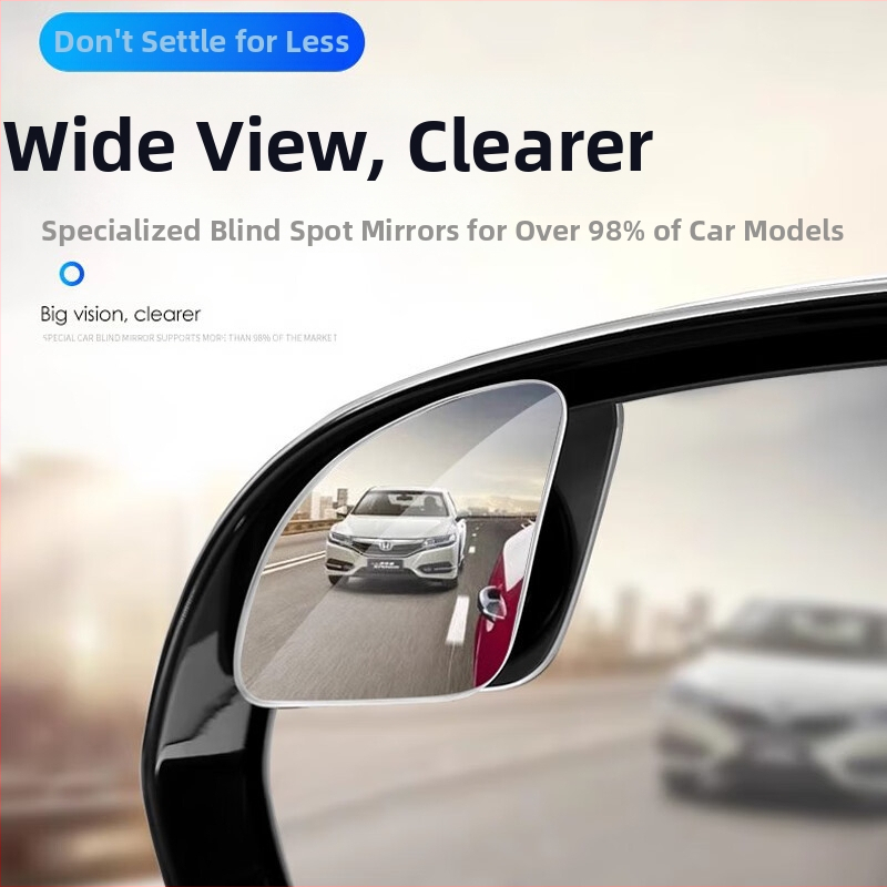 HD makeup mirror automobiliams, be rėmelio apvalus galinio vaizdo veidrodėlis, klijinis montavimas, universalus suderinamumas, paprastas stilius