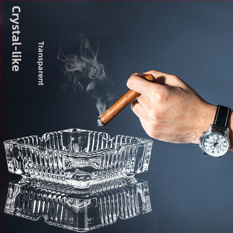 Štvorecový sklenený popolník s potlačou loga, prispôsobiteľný dekor (Materiál: Sklo; Potlač loga: Možné; Prispôsobenie: K dispozícii; Štýl: Čínske, Ľahký luxus)