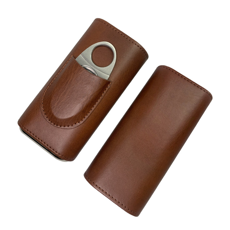 Ādas cigarešu komplekts ar griezēju un cedru kasti — roku darbs, minimālisks dizains, pielāgošana pieejama