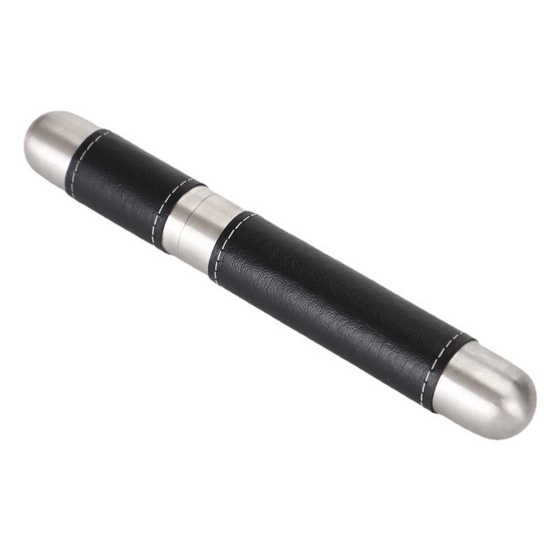 Rozsdamentes acél szivarcső bőrtokkal, hengeres alakú, egységes csomagolás, logó nyomtatott