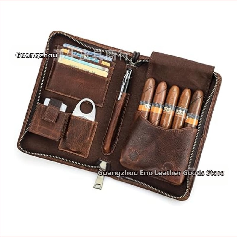 Cigarešu soma ar lychee rakstu, Vintage Nordic stilā, PU āda, 5 gabalu komplekts, rāvējslēdzējs, rokdarbs no Eniu, pielāgošana