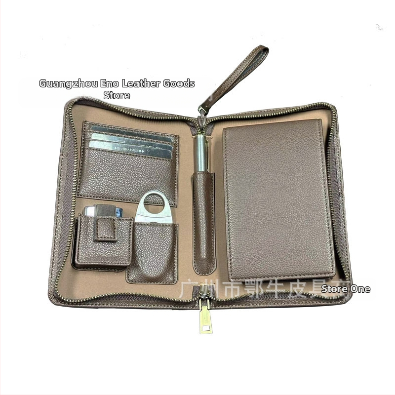 Cigarešu soma ar lychee rakstu, Vintage Nordic stilā, PU āda, 5 gabalu komplekts, rāvējslēdzējs, rokdarbs no Eniu, pielāgošana