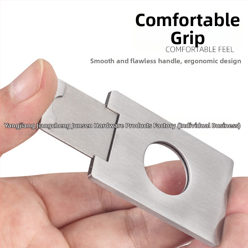 Rokas darīts cigāru griezējs no nerūsējoša tērauda ar matētu virsmu, vienpusējs asmens, universāls asmeņa diametrs, pielāgošana