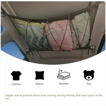 Чанта за таван на автомобил за съхранение, мрежеста шестостенна конструкция, за монтиране към задната облегалка, окачен тип, водоустойчива
