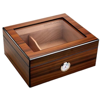 Ξύλινο κουτί πούρων με διαφανές καπάκι και διαχωριστικό, φορητός οικιακός υγραντήρας