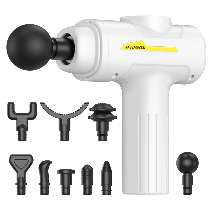 Perkusijski masažer s četvero glavi, motor s kefom, ugrađena baterija 1200–2000 mAh, trajanje 1–3 h, LCD zaslon