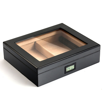 TS200 cedru humidors ar elektronisko displeju un konstantu temperatūru, oglekļa šķiedras cigāru kastīte ar sudraba gravējumu, ietilpība 20 cigāriem, pārnēsājams