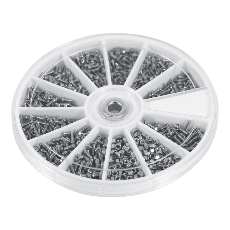 Комплект за сортиране на винтове и гайки – инструмент за ремонт за очила и часовници; материал: неръждаема стомана и пластмаса; обработка по поръчка: да