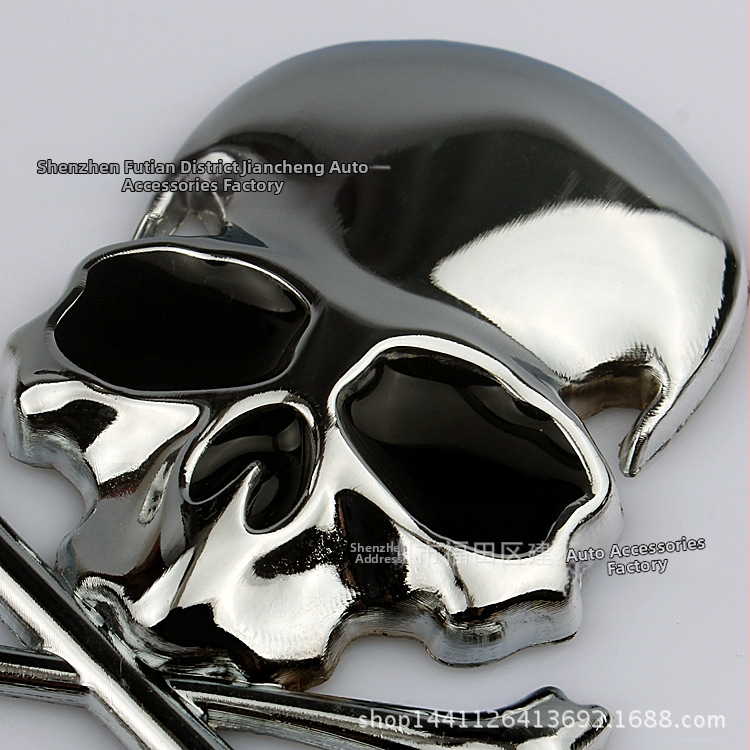 Автомобилна метална емблема с едночастичен череп – цинкова сплав; самозалепваща се; за каросерията; модел: както е показано