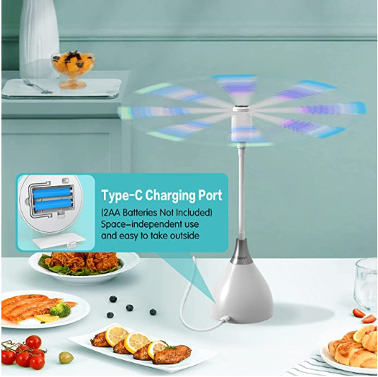 Ištiesiamas musės repelento ventiliatorius vidaus ir lauko naudojimui (ABS, pritaikomas, nekenksmingas, be kvapo)