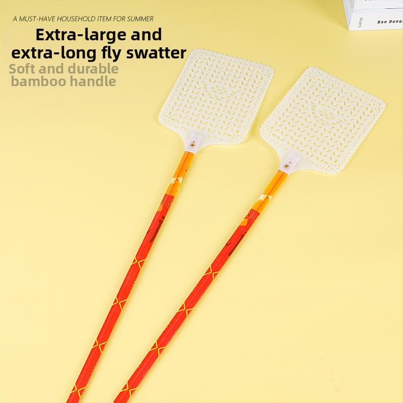 Мухарка с дълга дръжка от бамбук, прост стил за домашна употреба; Материал: бамбук; Обект: мухи, хлебарки, комари; Нетоксично.