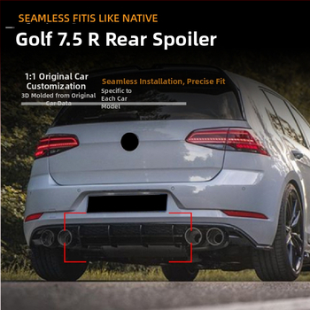Aizmugurējais lipu spoileris VW Golf Mk7.5R (2017–2019), ABS, uzstādīšana uz aizmugurējā lūpa, modelis: rear air knife, AMP-Z