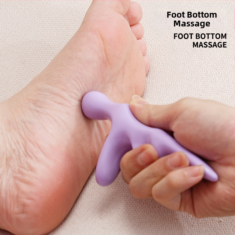 Ръчен масажор за стъпала — механичен контрол; без захранване; костно-форма глава; за крака и стъпало; 3 типа масажни глави: конвексна, акупунктурна и кръгла