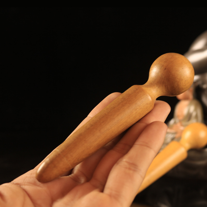 Fából készült akupressziós masszírozó bot golyó alakú végződéssel, egészségügyi masszázs, csomagolás 1000 darab