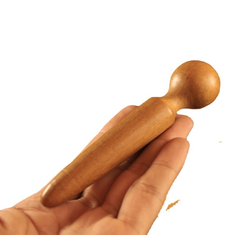 Fából készült akupressziós masszírozó bot golyó alakú végződéssel, egészségügyi masszázs, csomagolás 1000 darab