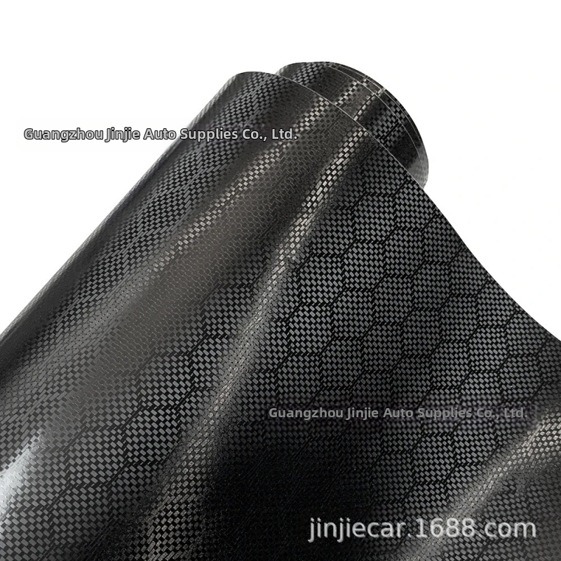 Jinjie Autó belső matricája – 6D prizmás minta Diamond Honeycomb karbon szálas fólia a központi műszerfalhoz, ragasztó
