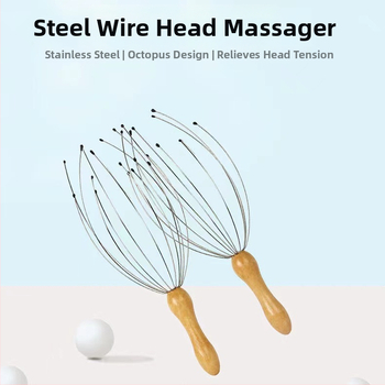 Glava za masažu glave s drvenom drškom i čeličnom glavom s 12 kandžama, kneading masaža, mehaničko upravljanje