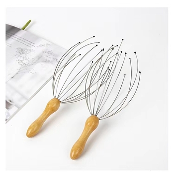 Glava za masažu glave s drvenom drškom i čeličnom glavom s 12 kandžama, kneading masaža, mehaničko upravljanje